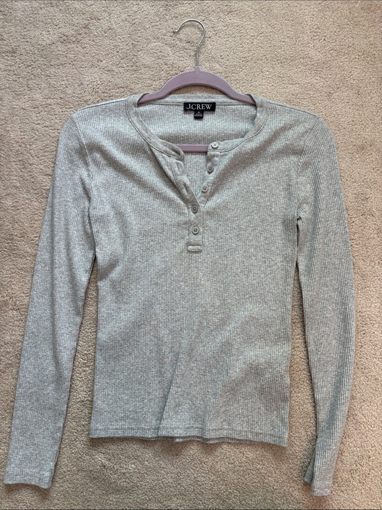 J. Crew Tops - Grey ribbed Henley from J Crew!